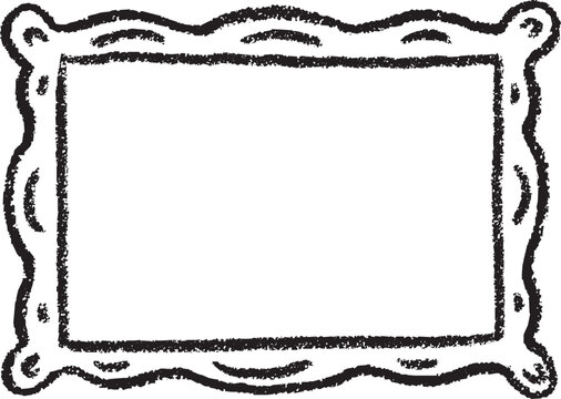 Ornate crayon frame with vintage hand drawn border. Black crayon border with white space for photos and text
