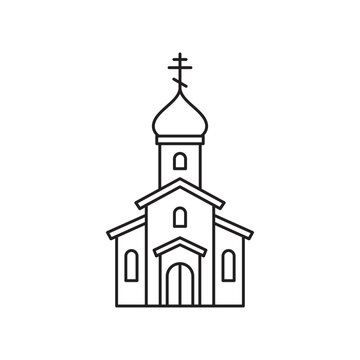 Christian orthodox church building line art