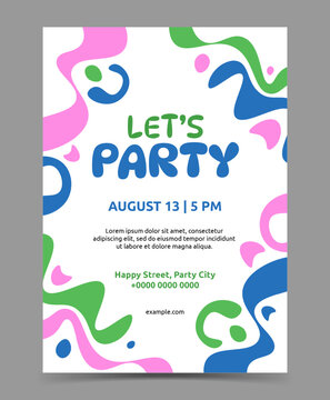Playful lets party poster template design