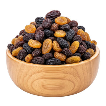 Assorted dried fruits in wooden bowl isolated background isolated on transparent background