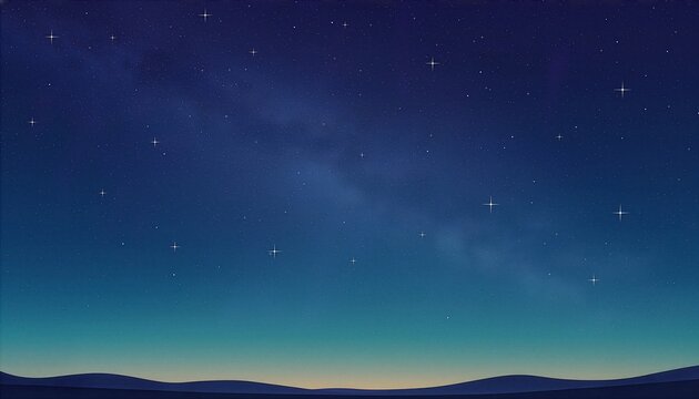 地平線のグラデーションと十字の輝きが美しい満天の星空背景素材　Beautiful Starry Sky Background with Glowing Cross Stars and Horizon Gradient