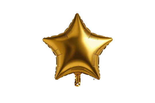 Glossy golden star balloon with short ribbon