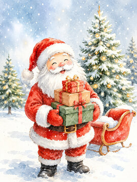 Papai Noel segurando presentes