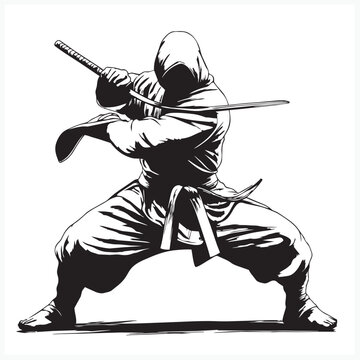 vector illustration of a knight with a samurai sword