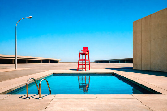 Piscine dans espace b&eacute;tonn&eacute;