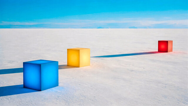 Cubes color&eacute;s sur la sable