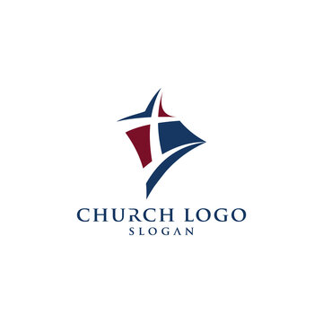 Modern abstract church logo with cross symbol.