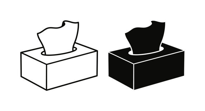 Tissue Box Outline And Silhouette On White Background