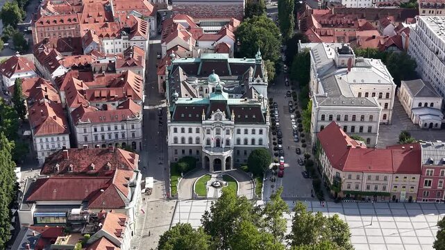 Flight towards University of Ljubljana at Congress Square, Slovenia