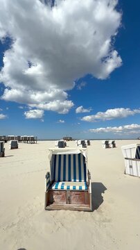 beach chairs on the beach in summer