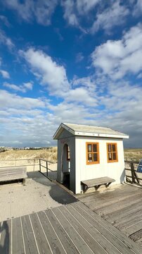 unique beach hut on the coast in summer season