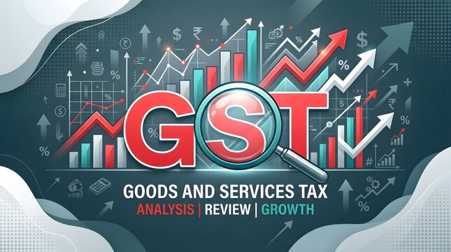GST growth chart with rising arrows for goods and services tax business performance