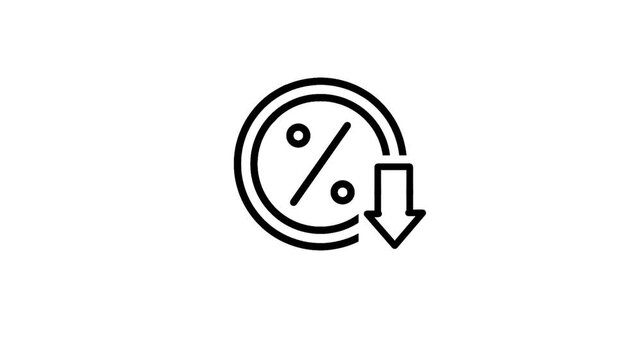 Profit drop icon featuring percentage, coin, and downward arrow symbols. Suitable for financial loss, business performance, revenue decline, and investment concepts.
