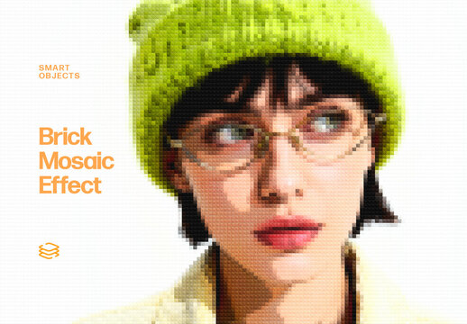 Brick Mosaic Photo Effect For Poster And Social Media Design