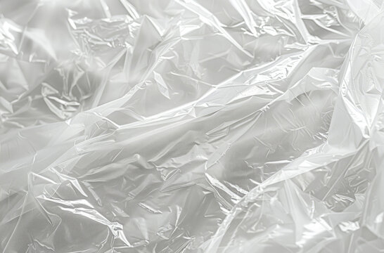 Photo of Crumpled sheet of polythene plastic wrap. Background texture for backdrops or mapping