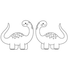 Fototapeta premium Pair of cute cartoon dinosaur illustrations for kids coloring page design with dinosaur coloring illustration prehistoric character template isolated creature childish activity