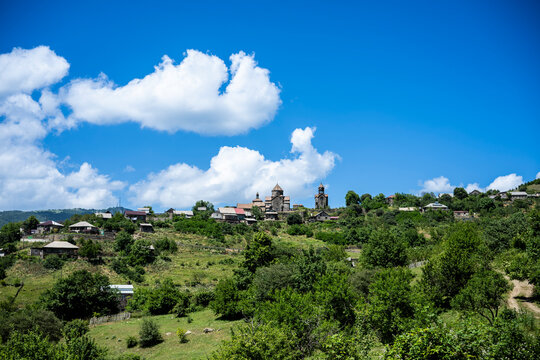 Panoramic View of old Monastery Complex on Mountain Ridge in Lori Armenia