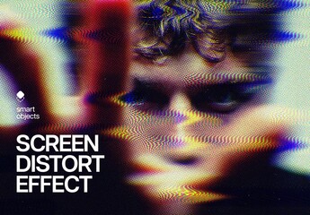 Screen Distortion Photo Effect For Poster And Social Media Design