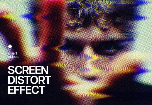 Screen Distortion Photo Effect For Poster And Social Media Design