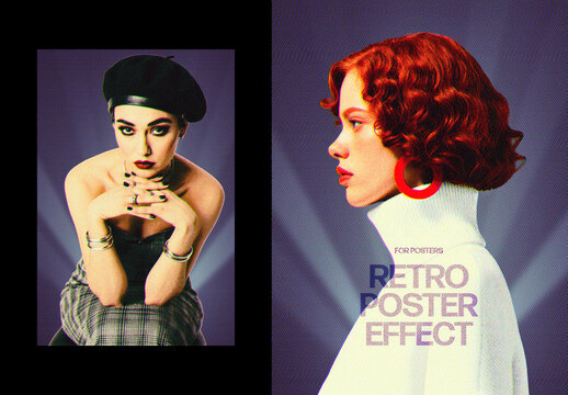 Vertical Retro Poster Photo Effect For Poster And Print Design