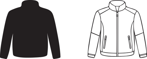 Black and white sports jacket or fleece coat line art © Missinha