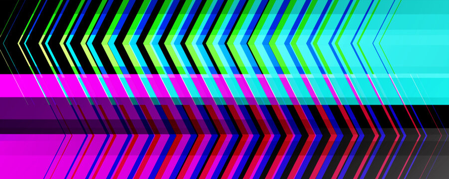 Abstract Chevron Lines with Transition Effect. Modern geometric bright neon color zigzag lines halftone pattern for creative graphic design. Vector illustration.