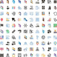 Fototapeta premium Large collection of colorful isometric line icons representing various concepts including business, technology, medical, nature, industry, lifestyle, and symbols on a white background