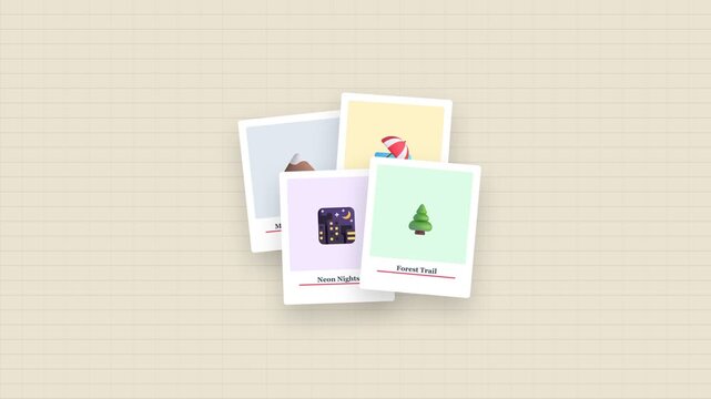 Mixed Media Polaroid Photo Stack Reveal 4K | Tactile Photo Drop Animation

