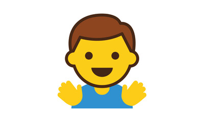 Smiling person with open hands waving, friendly gesture emoji