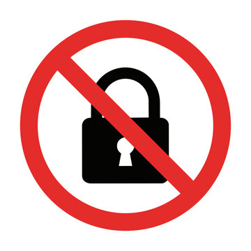 A universal prohibition sign with a locked padlock icon