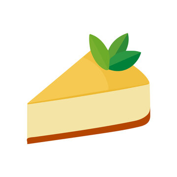 Flat-design 2D vector artwork of a Ricotta Cheesecake, styled as an icon and isolated against white background