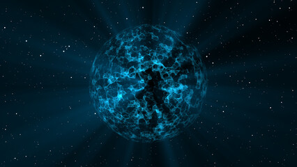 Fototapeta premium Geometric circle modules float a blue energy sphere past glowing stellar light streaks smoothly. High power creative media transition kits gain clear focus using this geometric circle overlay.