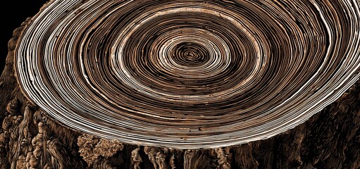 Obraz premium Detailed engraved depiction of tree rings with intricate textures ideal for nature-inspired branding and design.
