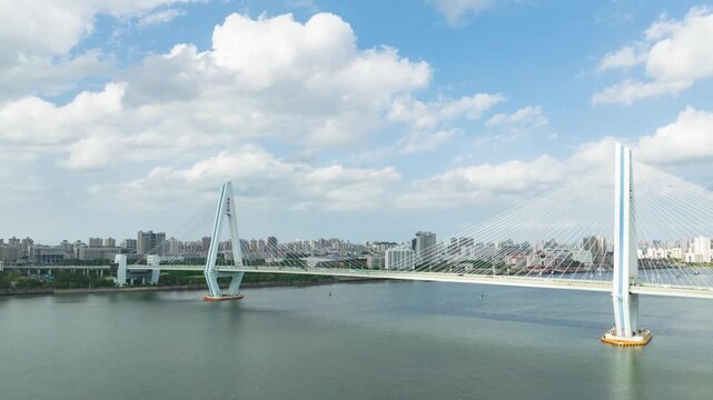 Aerial view of the Century Bridge in Haikou, Hainan