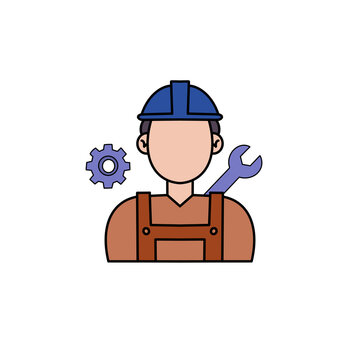Construction worker mechanic avatar illustration