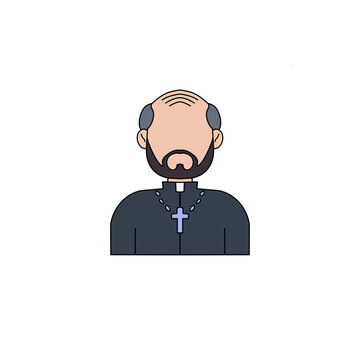 Catholic priest holding cross necklace illustration