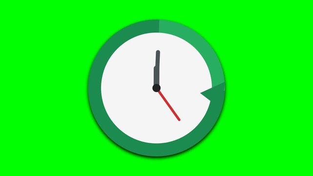 Clock mechanism features a rotating green arrow overlay on a clean white face, signifying the rapid progression of time.