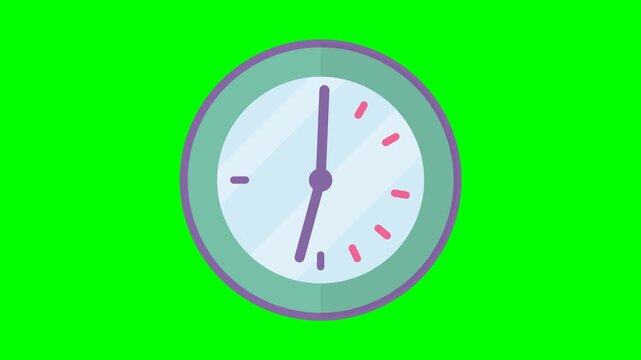 Clock face displays the passage of time against a vibrant green backdrop that allows for easy extraction.