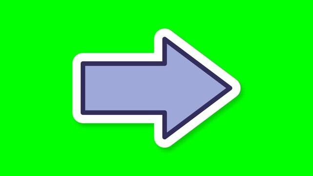 Arrow icon rendered in soft blue with a bold white outline points right against a solid green screen.