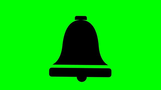 Bell icon stands out in high contrast against a vibrant chroma key green background for digital notification alerts.