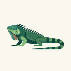 Fototapeta premium A detailed green iguana vector illustration on a light background, perfect for natural and wildlife designs