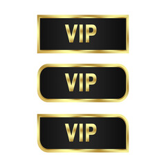 Fototapeta premium Black gold luxury vip text label object set element isolated on white background