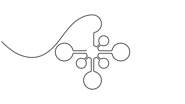 Interconnected networking data nodes icon sign continuous one line drawing moving on white background minimalist communication and technology structure symbol animation video