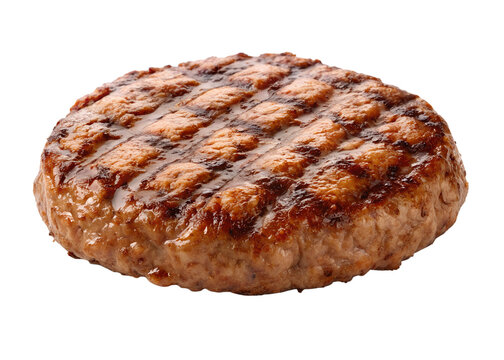 Large grilled burger meat  on transparent background png