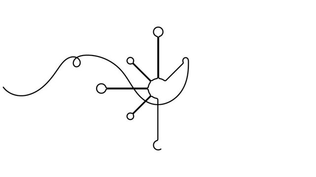 Interconnected networking data nodes icon sign continuous one line drawing moving on white background minimalist communication and technology structure symbol animation video