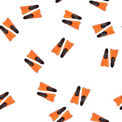 pattern diver flippers cartoon. fins beach, yellow sea, pair water diver flippers sign vector © PikePicture