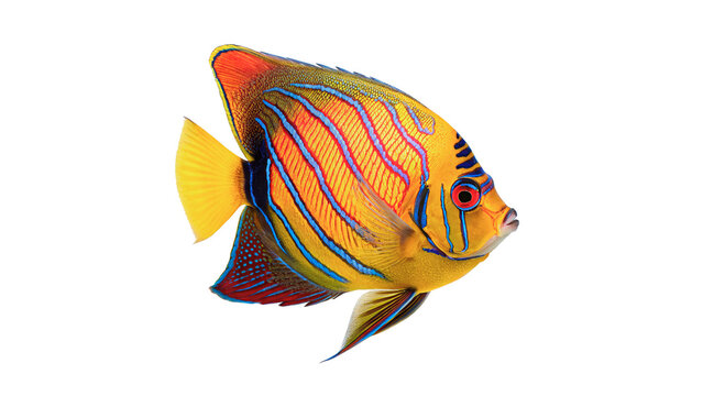 Colorful discus tropical fish aquarium pet isolated on transparent background for underwater life