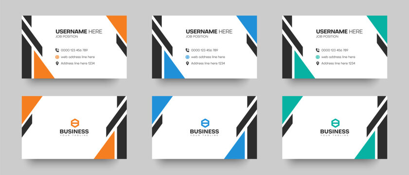 Modern business card template bundle with geometric design in multiple colors