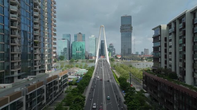 Ba Son Bridge and Modern Ho Chi Minh City Skyline, Vietnam