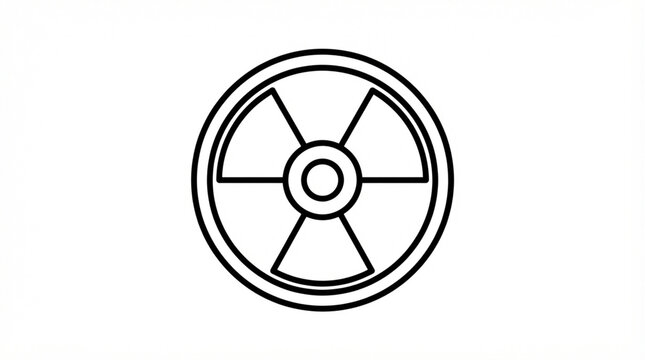 Radiation warning symbol icon. Black outline sign for nuclear hazard and safety alert.